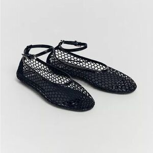 NWT Mango black mesh ballet flats